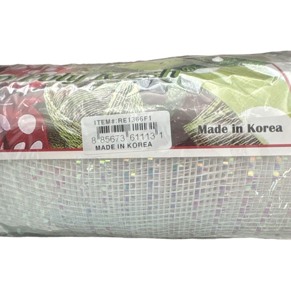 Poly Deco Mesh Wide Foil Iridescent White‎ 10: x 10 Yards - Picture 4 of 6